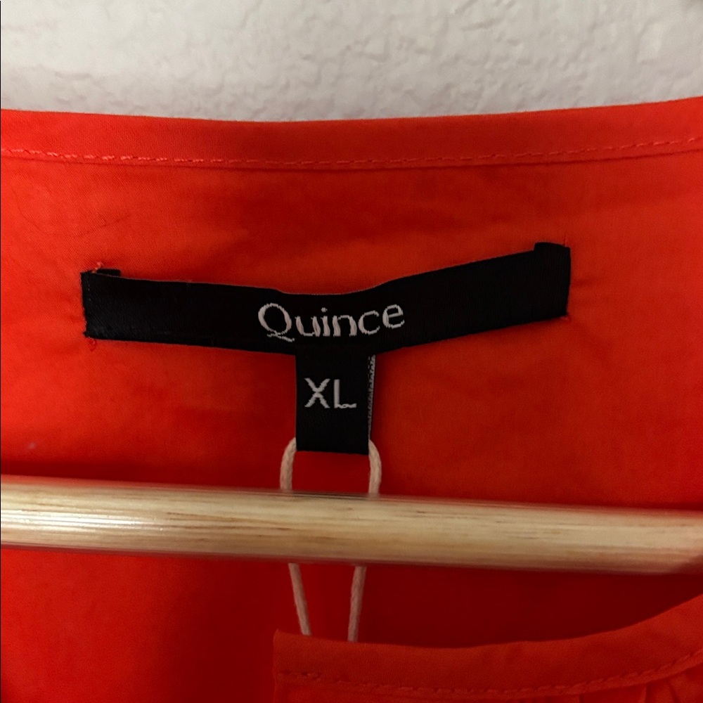 NWT Quince 100% Organic Cotton Poplin Tiered Maxi Dress Vermillion Red Size XL - Picture 6 of 15